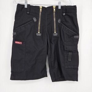 Oyster Zunfthose Bermuda Cargo Shorts Mens 34 EU 50 Black Double Zip Tactical